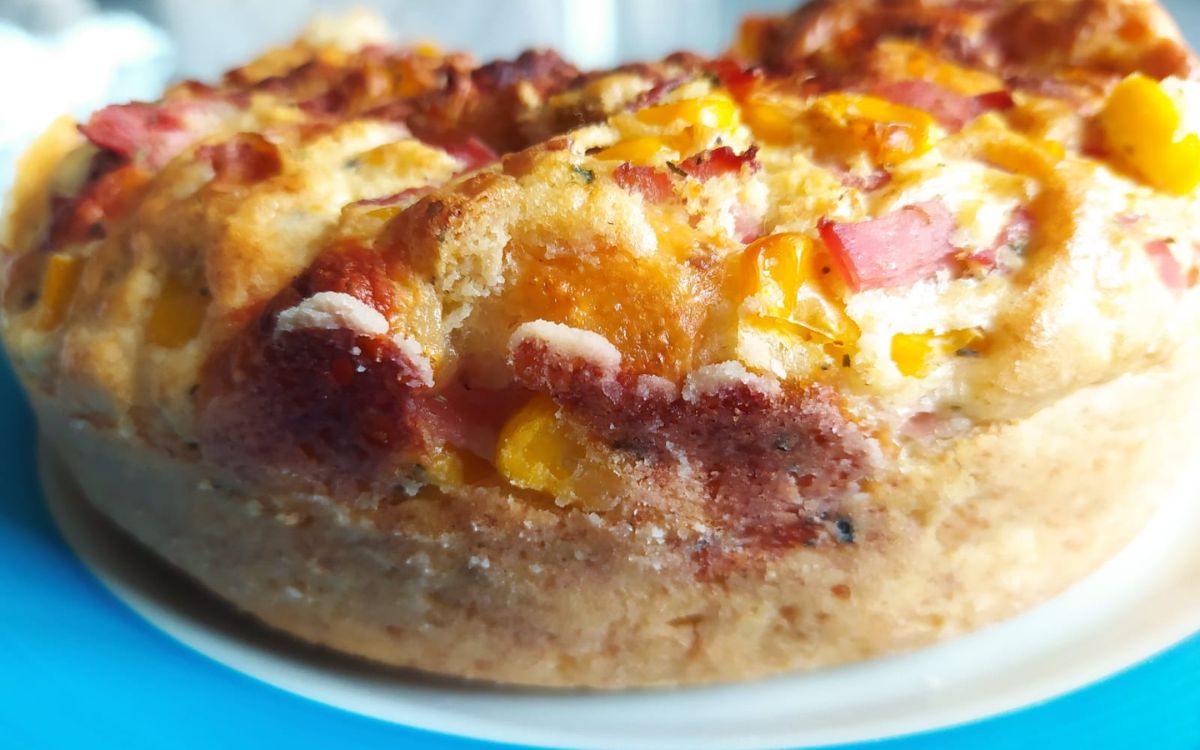 torta de presunto e queijo na airfryer