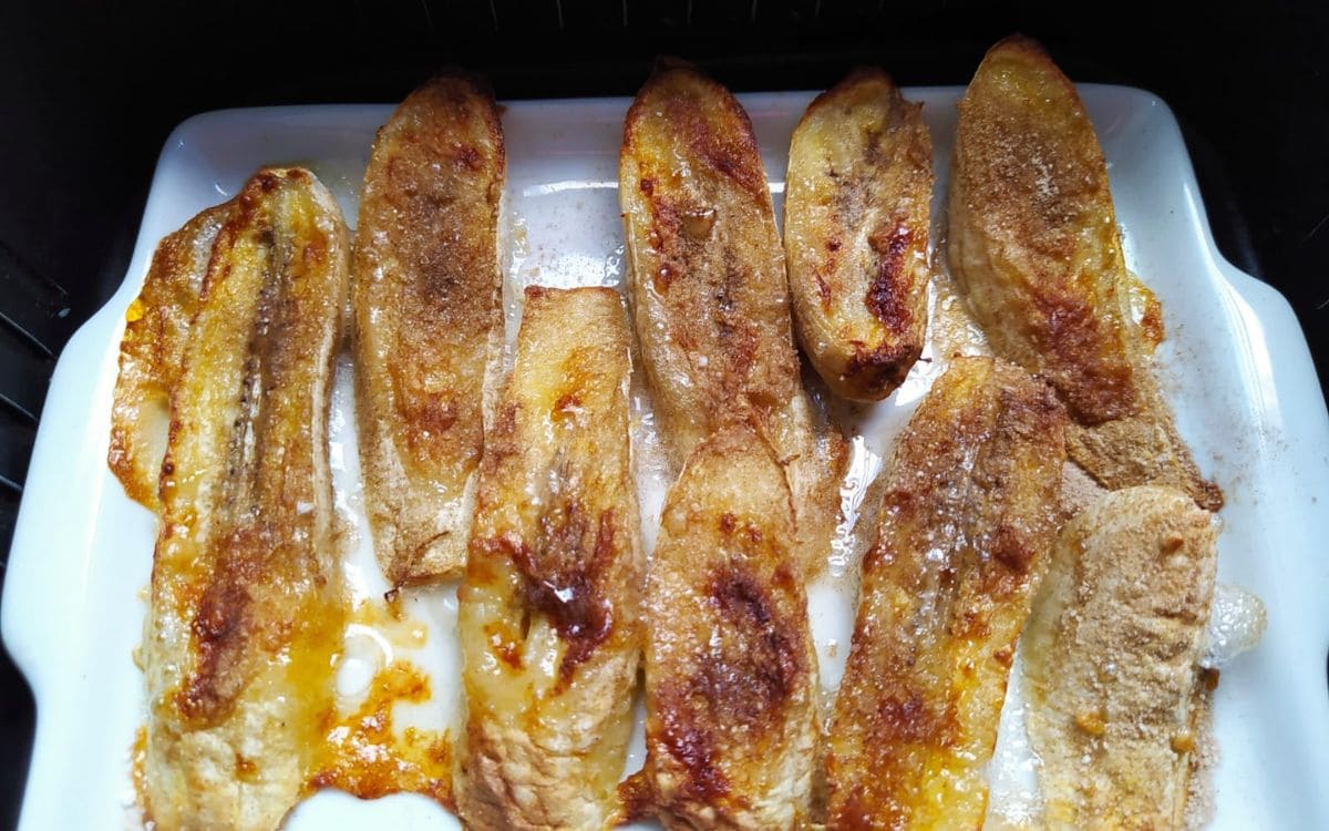 banana com açúcar e canela na airfryer