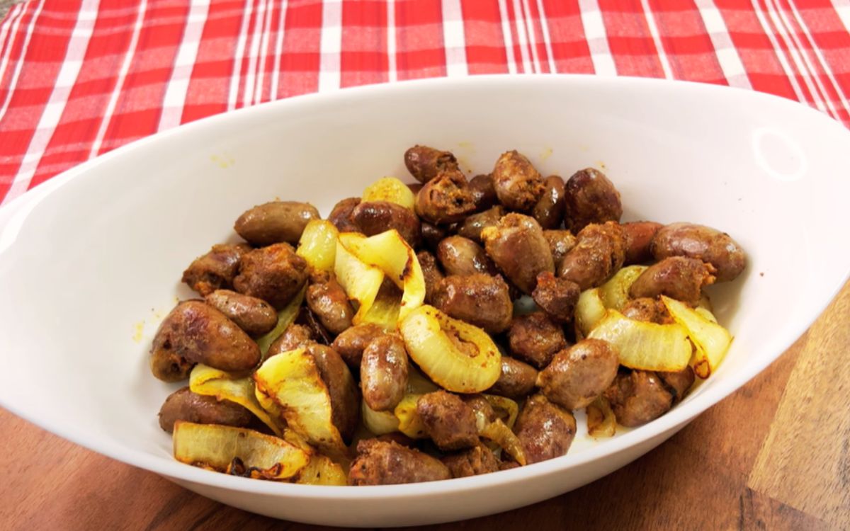 coração de frango acebolado na airfryer