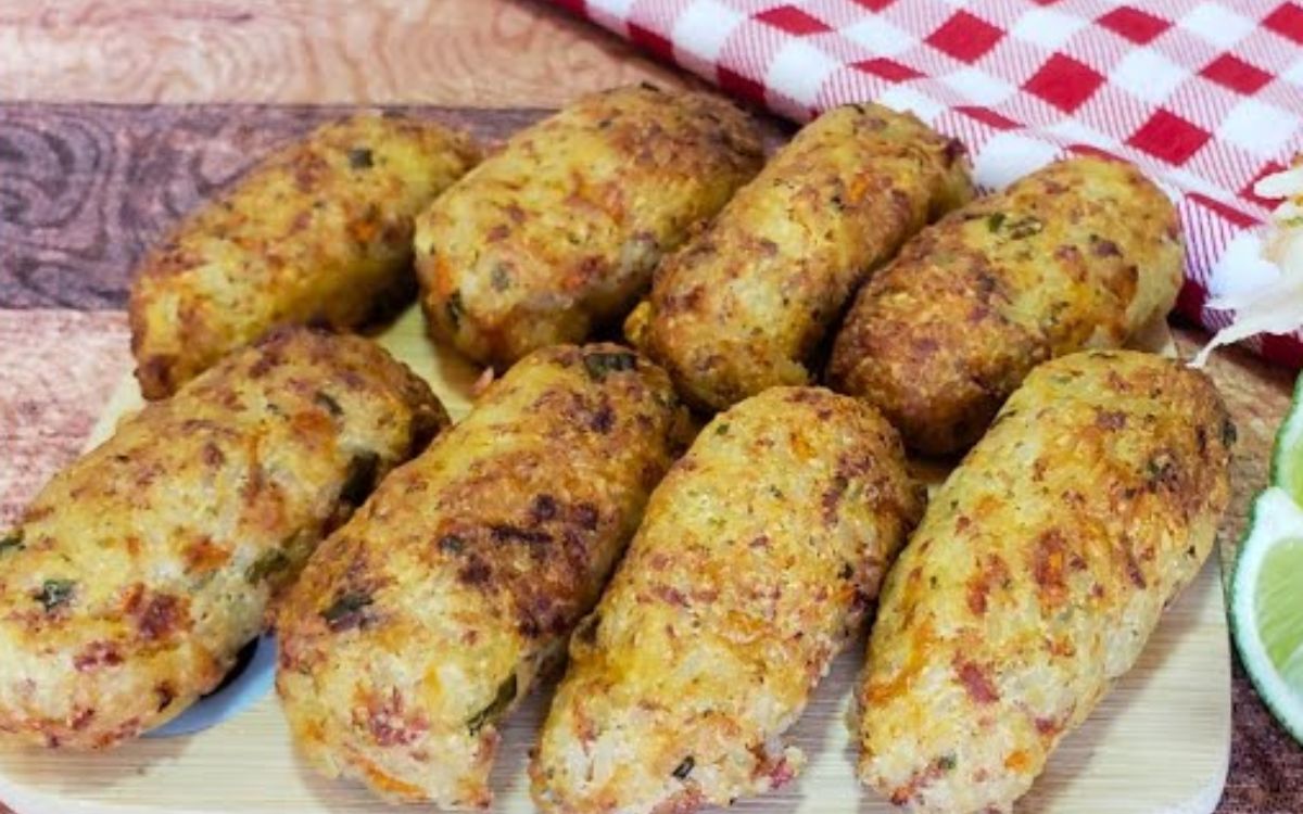 Bolinho de Arroz Recheado na Air Fryer